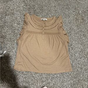 LOFT Tan Ruffle Sleeve Tank Top